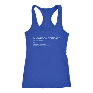 Showroom Standard Def Racerback Tank WHITE print