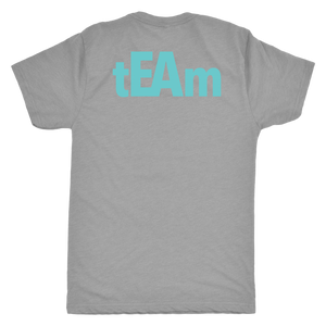 tEAm Large Back TURQ Print  Triblend tee