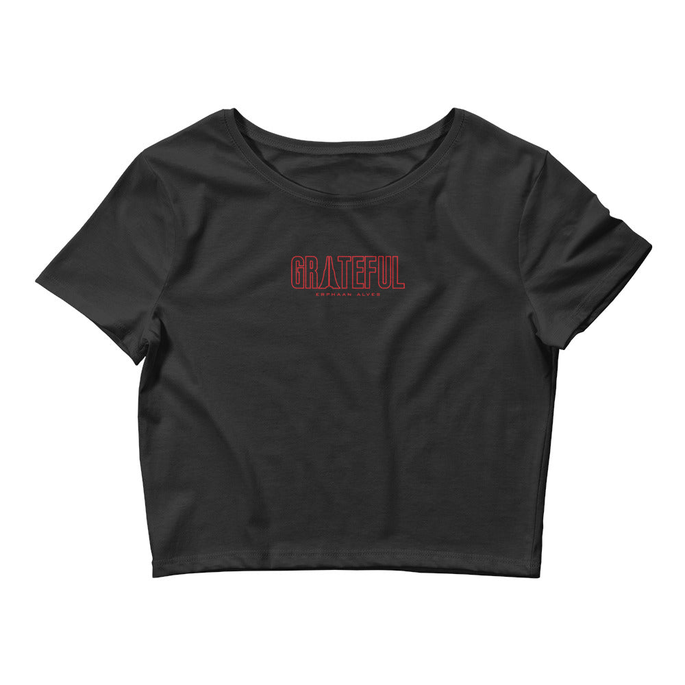 Grateful Women’s Crop Tee RED Print