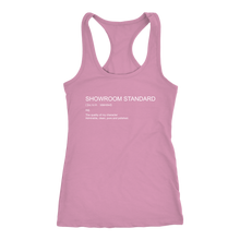 Load image into Gallery viewer, Showroom Standard Def Racerback Tank WHITE print
